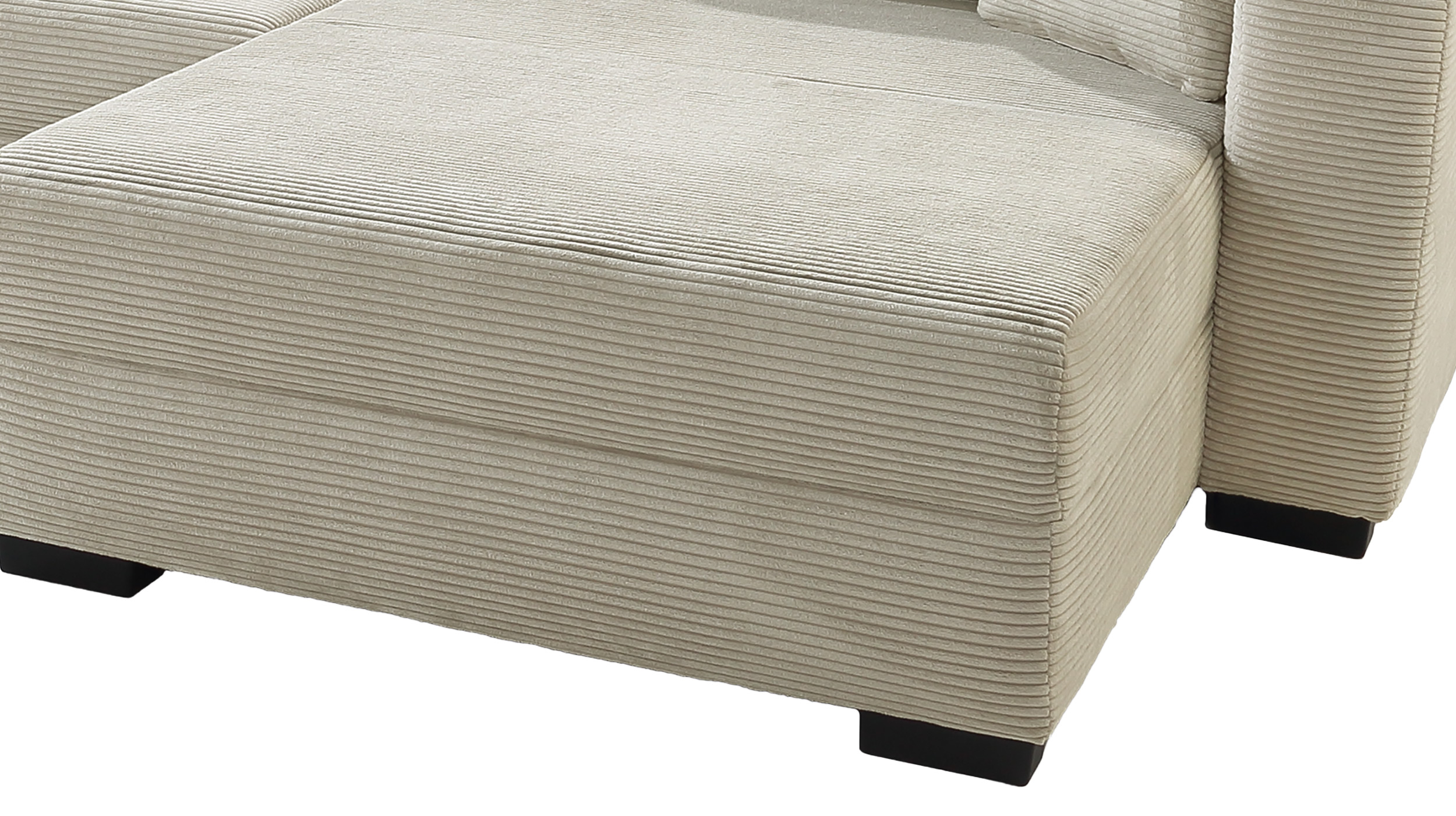 Wohnlandschaft mit Schlaffunktion Cord grau-beige 342 cm - SELMA